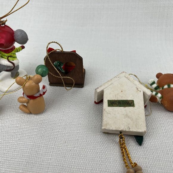 Lot Of 9 Vintage Christmas Ornaments- Bradford Mice - Bears Angels Clock Snowman - Picture 16 of 16